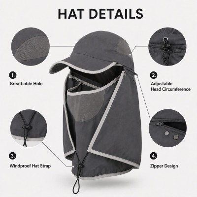 Women's Wide Brim Sun Hat with UV Protection and Detachable Neck Flap Woman wearing wide brim sun hat with UV protection and detachable neck flap outdoors