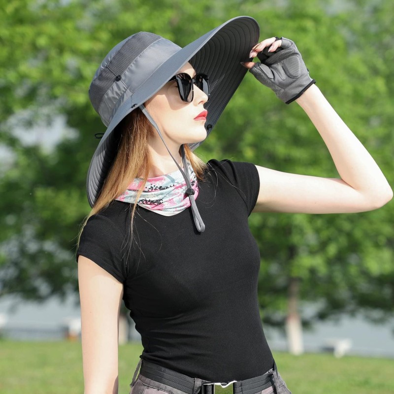 UPF 50+ wide brim sun hat for men and women, breathable quick-dry outdoor cap for fishing hiking beach