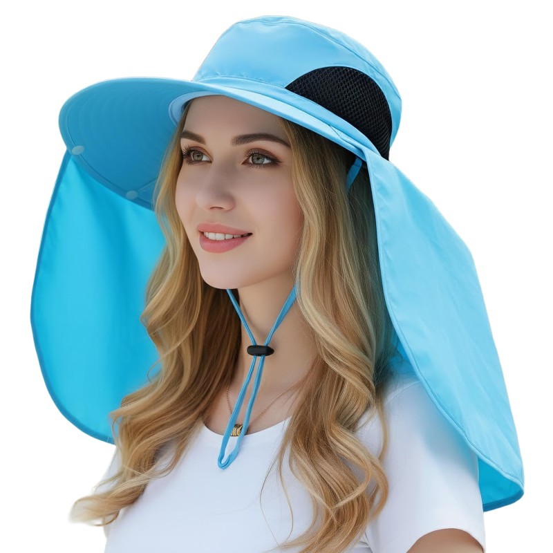 UPF 50+ Sun Hat with Neck Flap - Quick Dry, Adjustable, Unisex UPF 50+ sun hat with neck flap, quick dry, adjustable, unisex