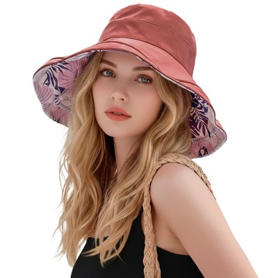 Reversible Wide Brim Floral Bucket Hat – Wired Edge, UV Protection Reversible wide brim floral bucket hat with wired edge for shape and UV protection for sun safety