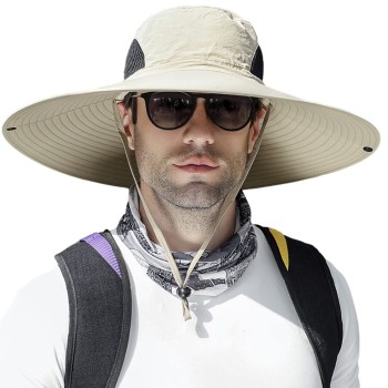 6-Inch Wide Brim Sun Hat - Unisex Bucket Hat for Hiking, Fishing, Beach - One Size