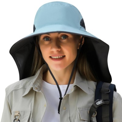 HUAMULAN UPF 50+ Large Brim Sun Hat with Neck Flap - Quick Dry for Hiking Fishing HUAMULAN UPF 50+ large brim sun hat with neck flap, quick dry, ideal for hiking and fishing