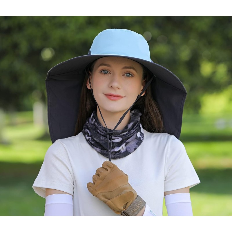 HUAMULAN UPF 50+ Large Brim Sun Hat with Neck Flap - Quick Dry for Hiking Fishing HUAMULAN UPF 50+ large brim sun hat with neck flap, quick dry, ideal for hiking and fishing