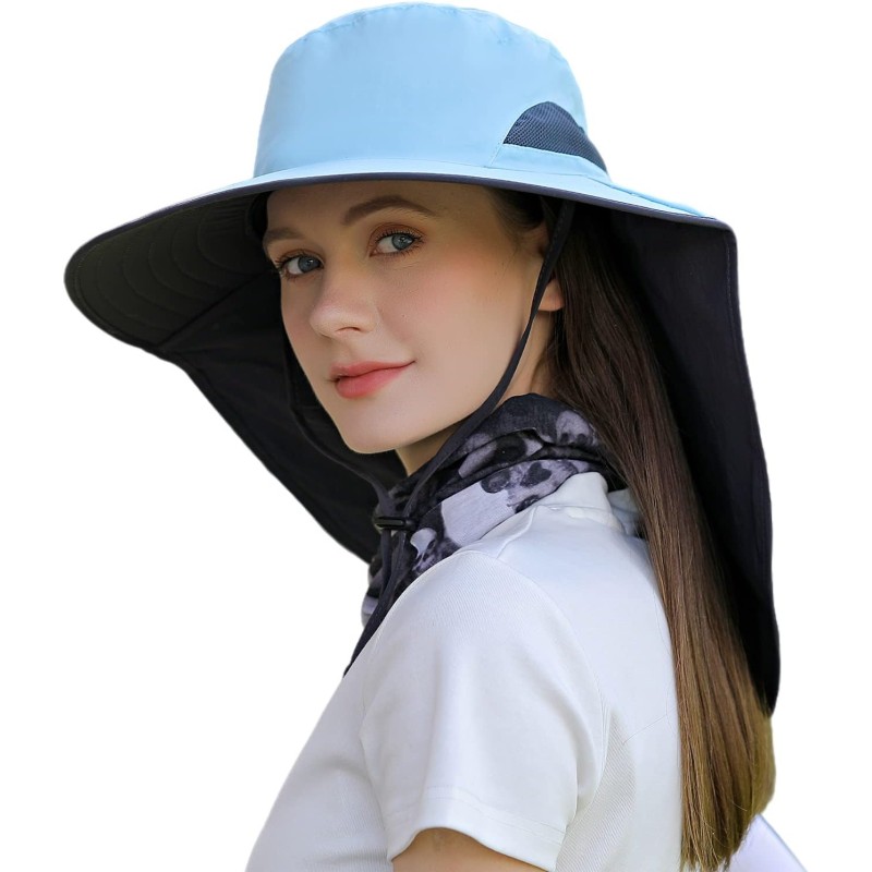 HUAMULAN UPF 50+ Large Brim Sun Hat with Neck Flap - Quick Dry for Hiking Fishing HUAMULAN UPF 50+ large brim sun hat with neck flap, quick dry, ideal for hiking and fishing