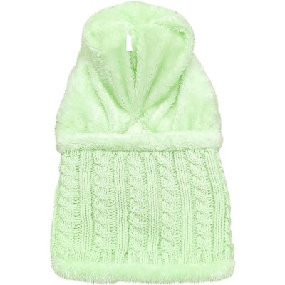 Light Green Fleece Lined Knit Balaclava Set for Women Women's fleece lined knit balaclava set in light green color