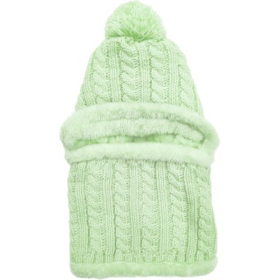 Light Green Fleece Lined Knit Balaclava Set for Women Women's fleece lined knit balaclava set in light green color