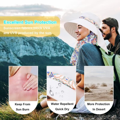 Wide brim sun hat with face flap Woman wearing wide brim sun hat with detachable face flap for UV protection, ponytail compatible