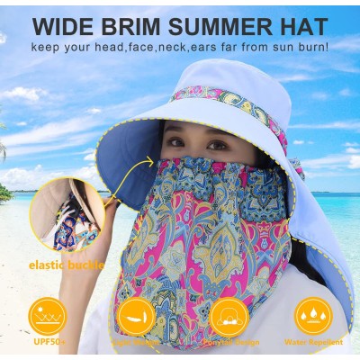 Wide brim sun hat for women with detachable face flap and UV protection
