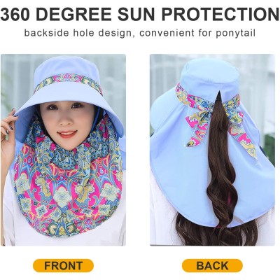 Wide brim sun hat for women with detachable face flap and UV protection