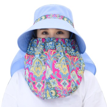 Women's Wide Brim Sun Hat with Detachable Face Flap & UV Protection