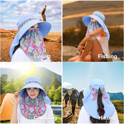 Wide brim sun hat for women with detachable face flap and UV protection