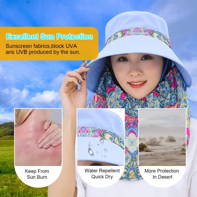 Wide brim sun hat for women with detachable face flap and UV protection