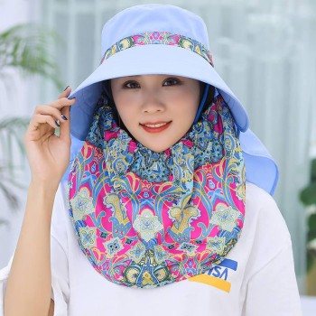 Women's Wide Brim Sun Hat with Detachable Face Flap & UV Protection