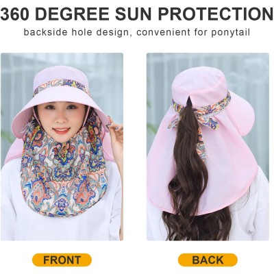 Women's Wide Brim Sun Hat with Detachable Face Mask & Neck Flap - UV Protection Hat Women's wide brim sun hat with detachable face mask and neck flap UV protection ponytail friendly