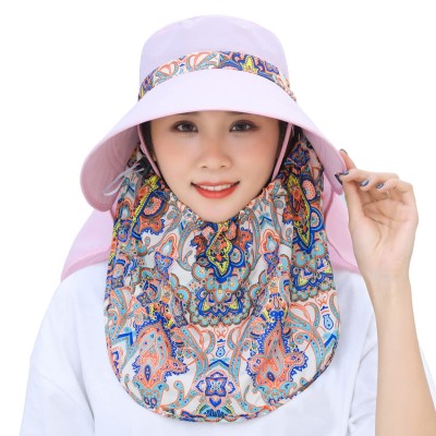 Women's Wide Brim Sun Hat with Detachable Face Mask & Neck Flap - UV Protection Hat Women's wide brim sun hat with detachable face mask and neck flap UV protection ponytail friendly