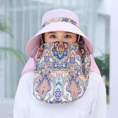 Women's Wide Brim Sun Hat with Detachable Face Mask & Neck Flap - UV Protection Hat Women's wide brim sun hat with detachable face mask and neck flap UV protection ponytail friendly