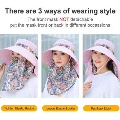 Women's Wide Brim Sun Hat with Detachable Face Mask & Neck Flap - UV Protection Hat Women's wide brim sun hat with detachable face mask and neck flap UV protection ponytail friendly