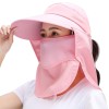 Women's Wide Brim Sun Hat with Detachable Face Mask & Neck Flap - UV Protection, Fishing, Hiking, One Size