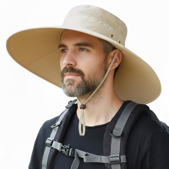 HUAMULAN 6-Inch Wide Brim Sun Hat - Unisex Outdoor Bucket Hat for Fishing, Hiking, Gardening