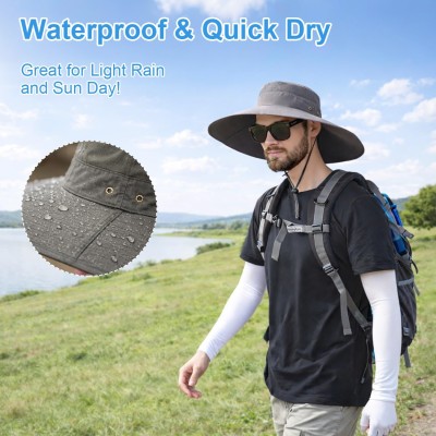 HUAMULAN 6-inch super wide brim unisex bucket sun hat for outdoor activities