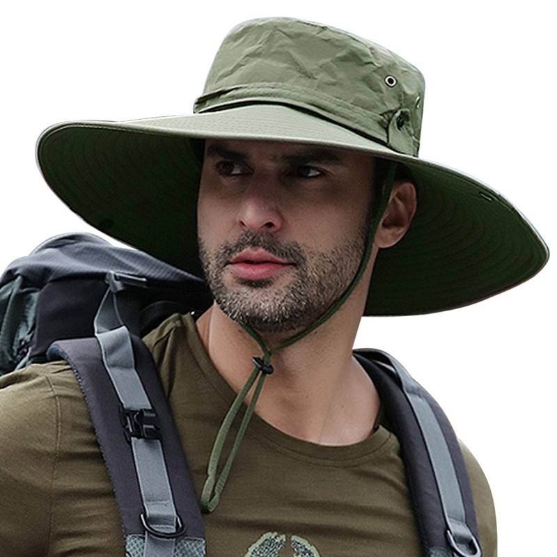 Unisex wide brim sun hat with ventilation and adjustable strap for hiking