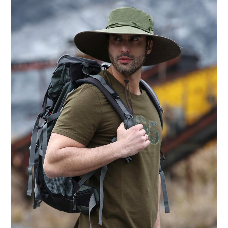 Unisex wide brim sun hat with ventilation and adjustable strap for hiking