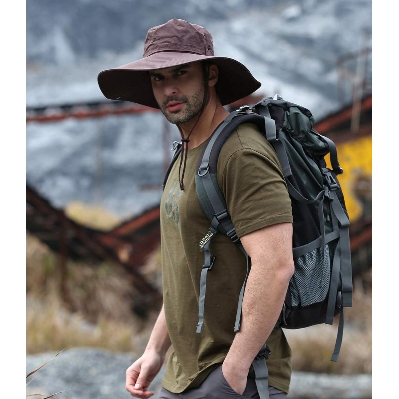 Wide Brim Sun Hat Unisex Ventilated Outdoor Water Repellent Adjustable Unisex wide brim sun hat with ventilation and water repellent fabric