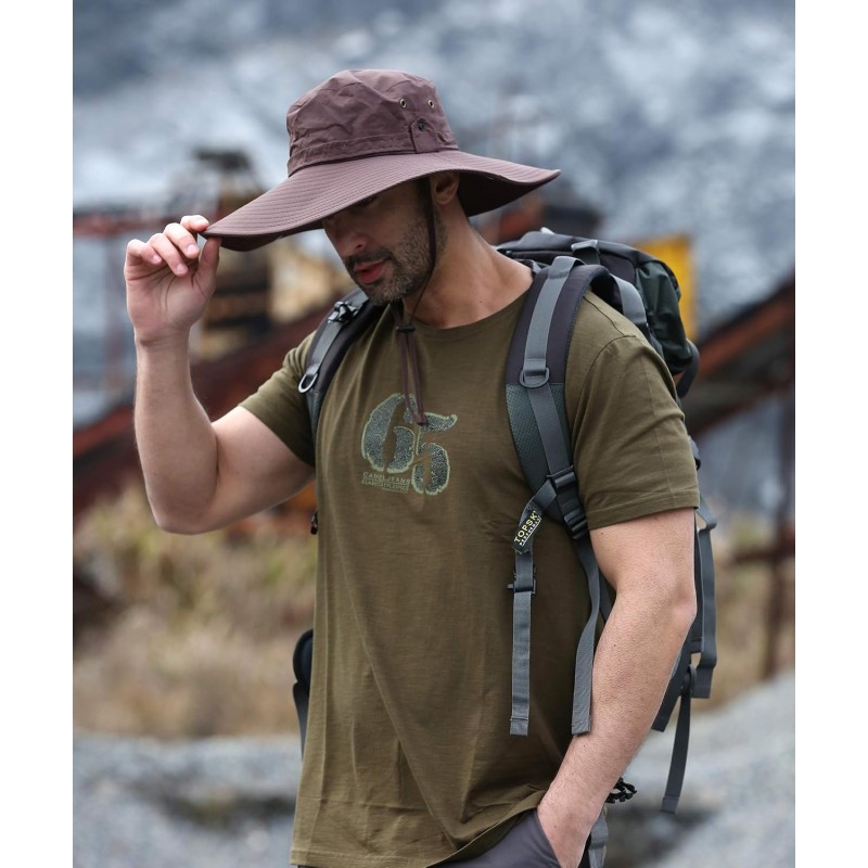 Wide Brim Sun Hat Unisex Ventilated Outdoor Water Repellent Adjustable Unisex wide brim sun hat with ventilation and water repellent fabric