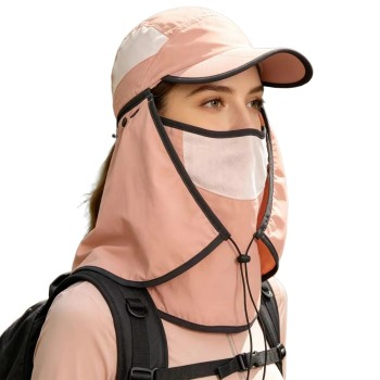 HUAMULAN Women’s Wide Brim Ponytail Sun Hat UV Protection Detachable Neck Flap Foldable Hiking Fishing Garden Hat