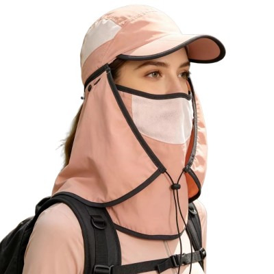 HUAMULAN Women’s Wide Brim Ponytail Sun Hat with Detachable Neck Flap for Hiking