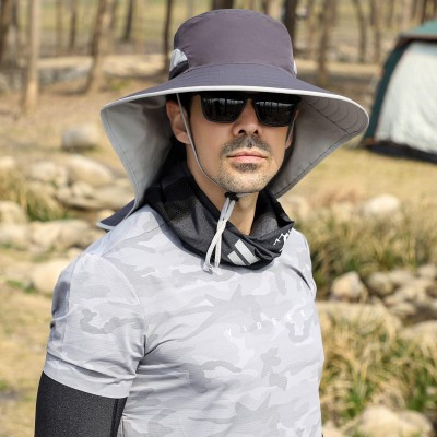 HUAMULAN UPF 50+ sun hat with neck flap for hiking and fishing