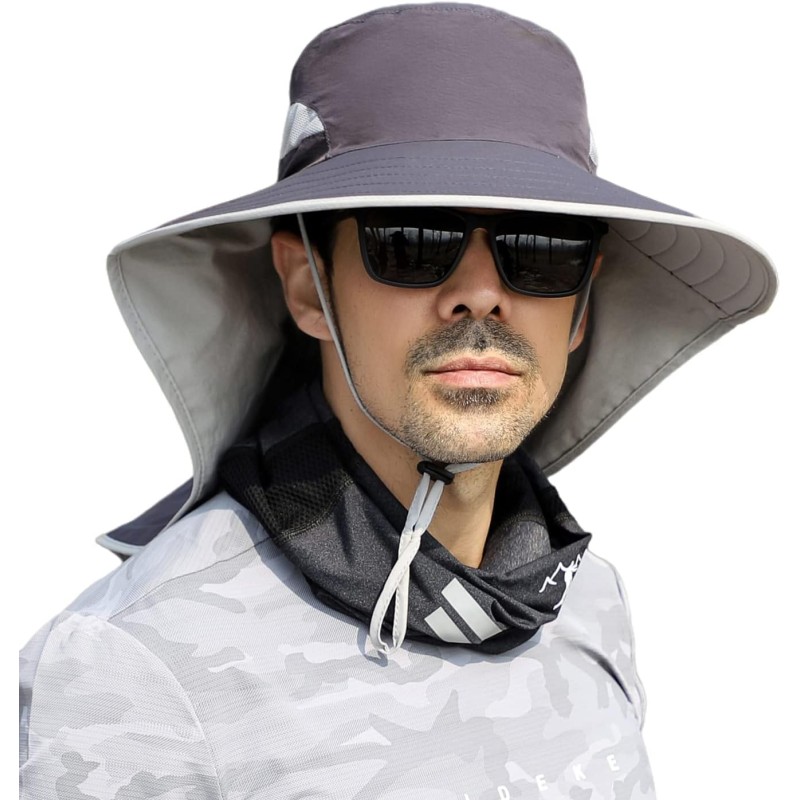 HUAMULAN UPF 50+ sun hat with neck flap for hiking and fishing