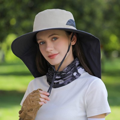 HUAMULAN UPF50+ Large Brim Sun Hat with Neck Flap HUAMULAN UPF50+ sun hat with neck flap for hiking and fishing