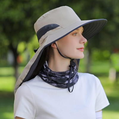 HUAMULAN UPF50+ Large Brim Sun Hat with Neck Flap HUAMULAN UPF50+ sun hat with neck flap for hiking and fishing