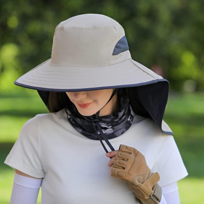 HUAMULAN UPF50+ Large Brim Sun Hat with Neck Flap HUAMULAN UPF50+ sun hat with neck flap for hiking and fishing
