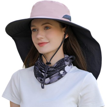 HUAMULAN UPF 50+ Wide Brim Sun Hat with Neck Flap – Quick Dry Packable Hiking Fishing Hat for Men & Women