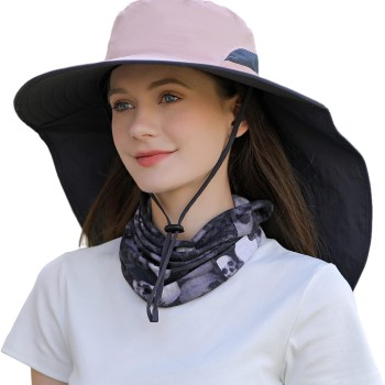HUAMULAN UPF 50+ Wide Brim Sun Hat with Neck Flap – Quick Dry Packable Hiking Fishing Hat for Men & Women