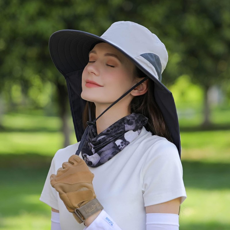 HUAMULAN UPF 50+ Sun Hat with Neck Flap for Hiking Fishing