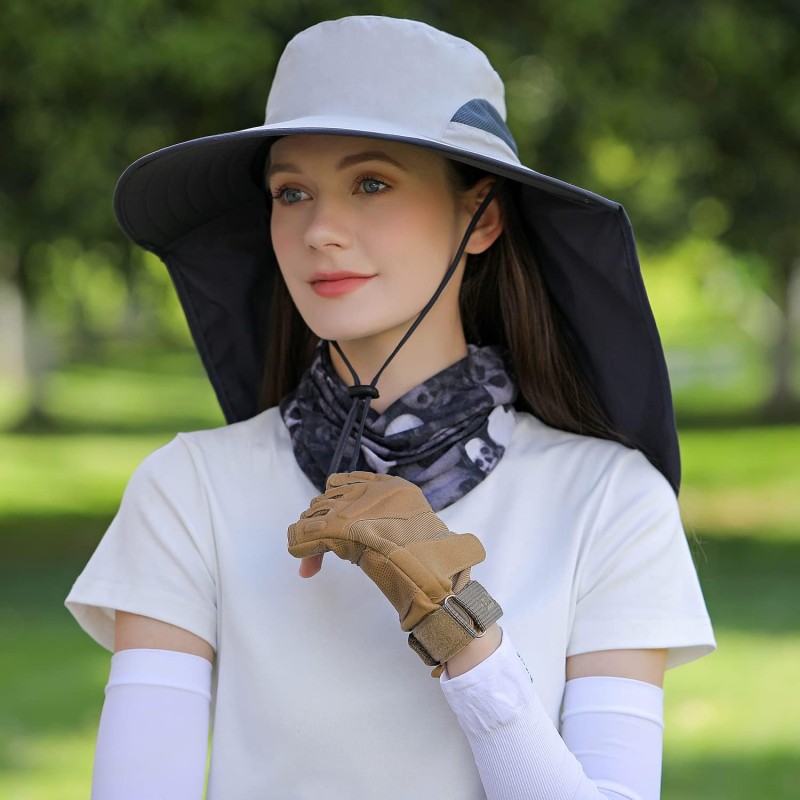 HUAMULAN UPF 50+ Sun Hat with Neck Flap for Hiking Fishing