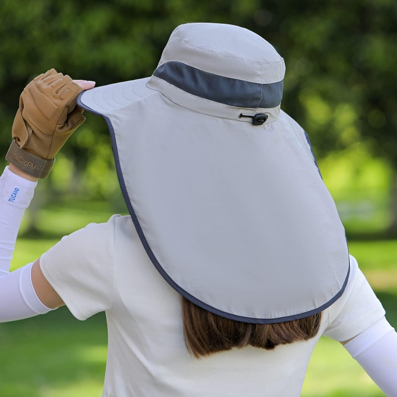HUAMULAN UPF 50+ Sun Hat with Neck Flap for Hiking Fishing