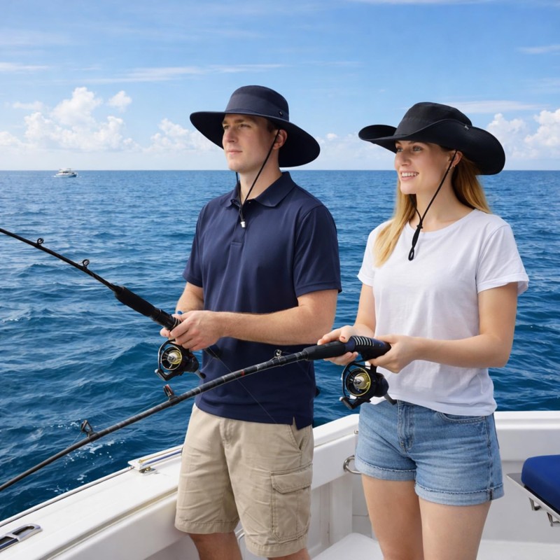 Wide brim UV protection summer sun hat for men women, ventilated foldable design
