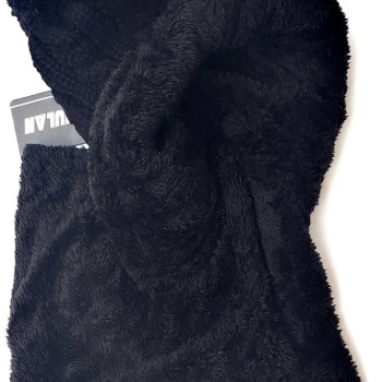 Women's Winter Fleece Lined Beanie Balaclava Scarf Set - Pom Pom Black