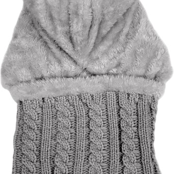 Women's Fleece Lined One Piece Beanie Scarf Set - Gray