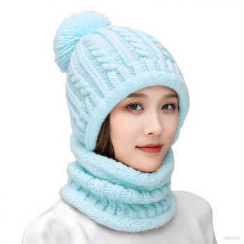 Women's Fleece Lined One Piece Beanie Scarf - Winter Ski Hat
