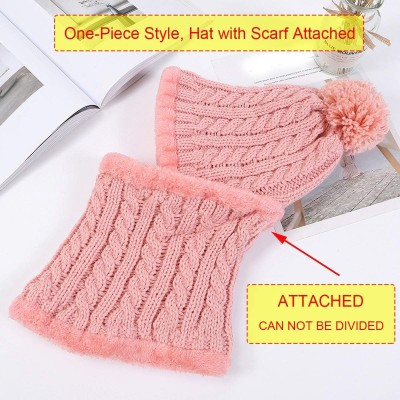 Pink Pom Pom Fleece Lined Beanie & Scarf Set Women's pink pom pom fleece lined beanie and scarf set for winter