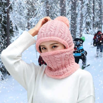 Pink Pom Pom Fleece Lined Beanie & Scarf Set Women's pink pom pom fleece lined beanie and scarf set for winter