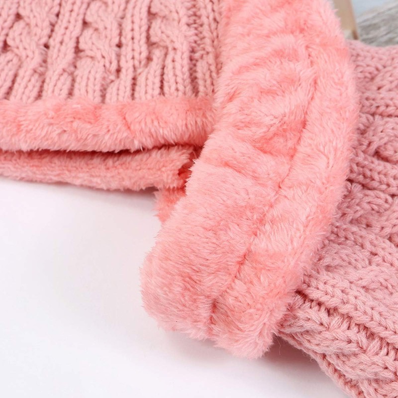 Pink Pom Pom Fleece Lined Beanie & Scarf Set Women's pink pom pom fleece lined beanie and scarf set for winter