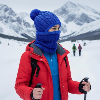 Royal Blue Fleece Lined Beanie & Scarf Set for Women Women's Royal Blue Fleece Lined Knit Beanie and Scarf Set