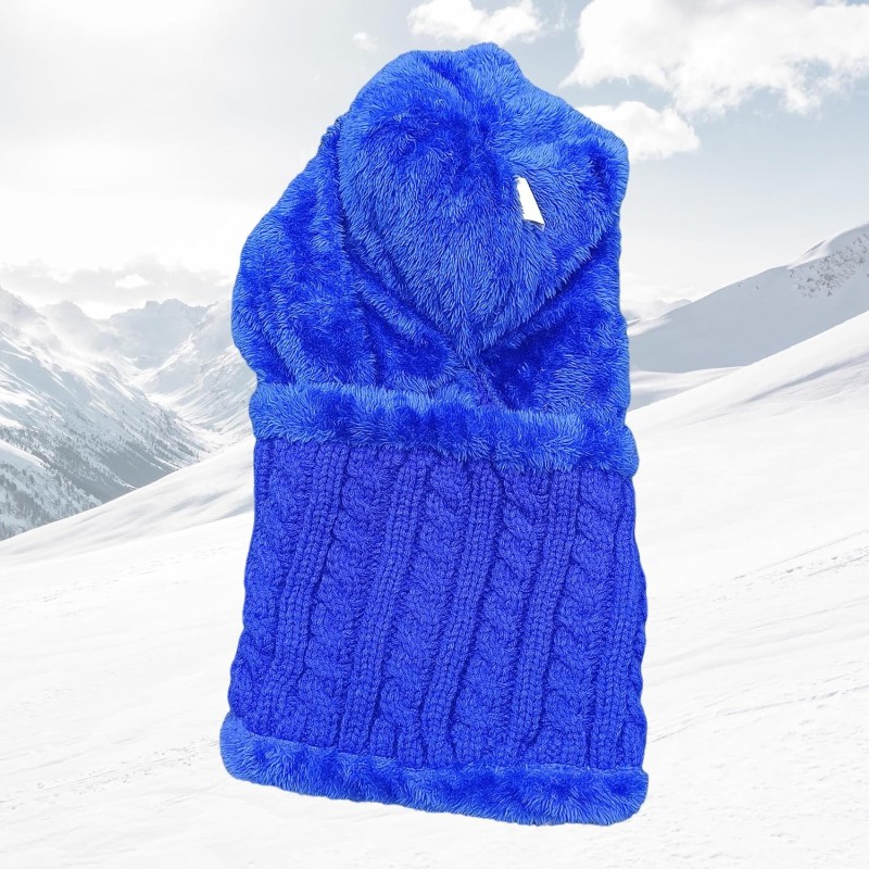 Royal Blue Fleece Lined Beanie & Scarf Set for Women Women's Royal Blue Fleece Lined Knit Beanie and Scarf Set