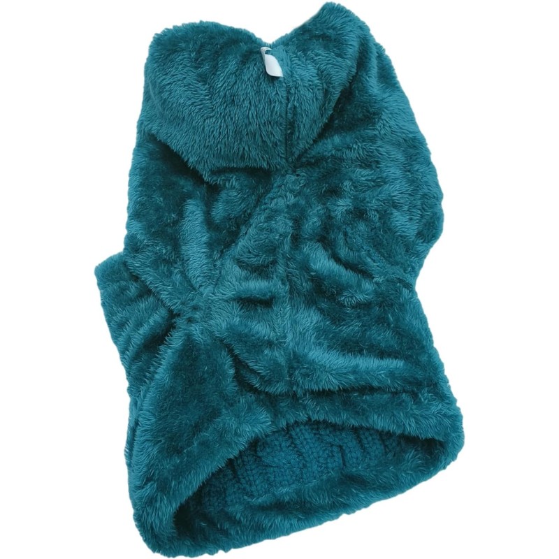 Teal fleece-lined knit beanie and scarf set with pom pom for women
